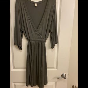 Old Navy  gray faux wrap dress with tie belt